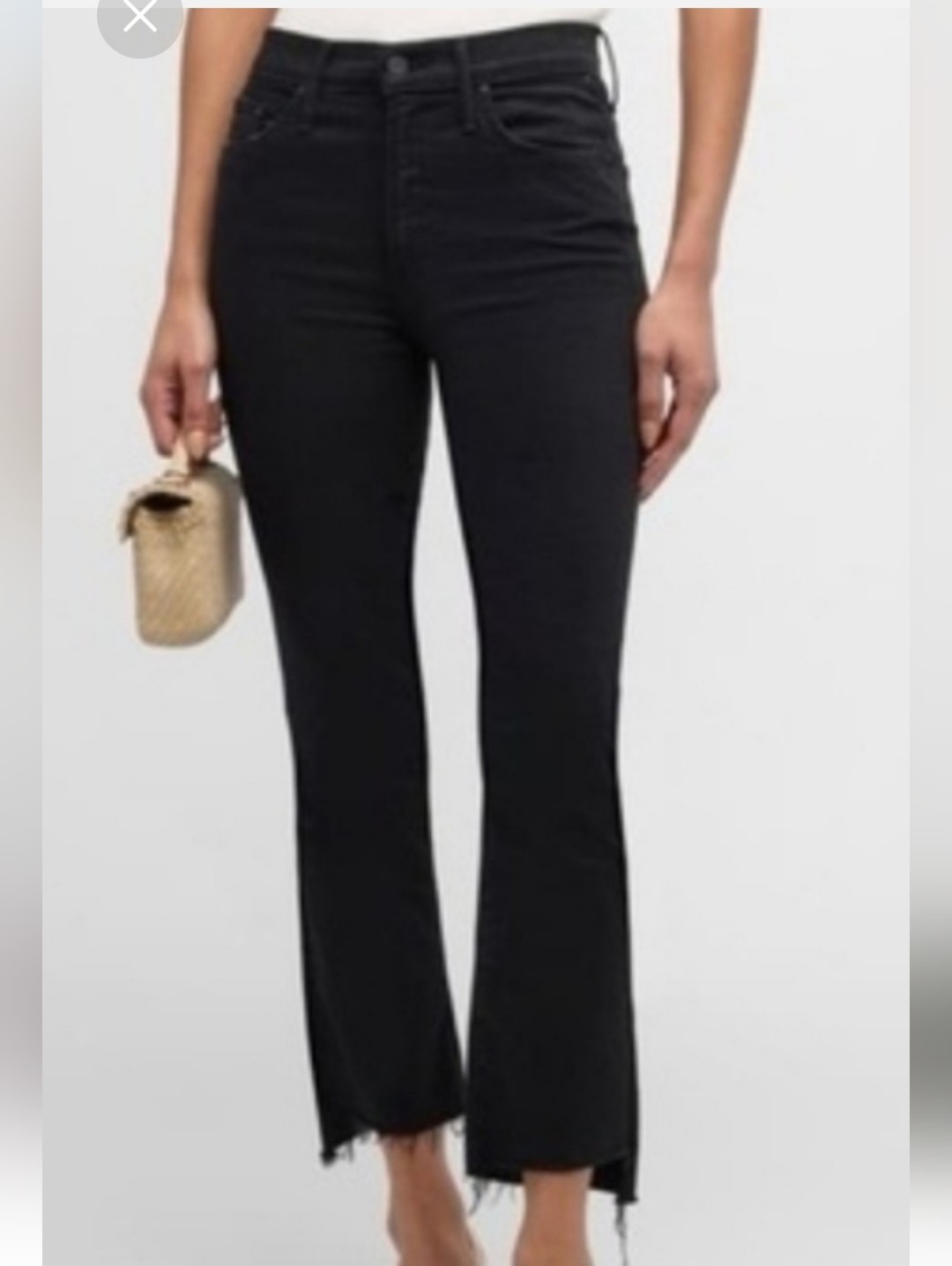 Mother The Insider Crop Step Fray Jeans Black Not Guilty 27 Boot Slight Flare